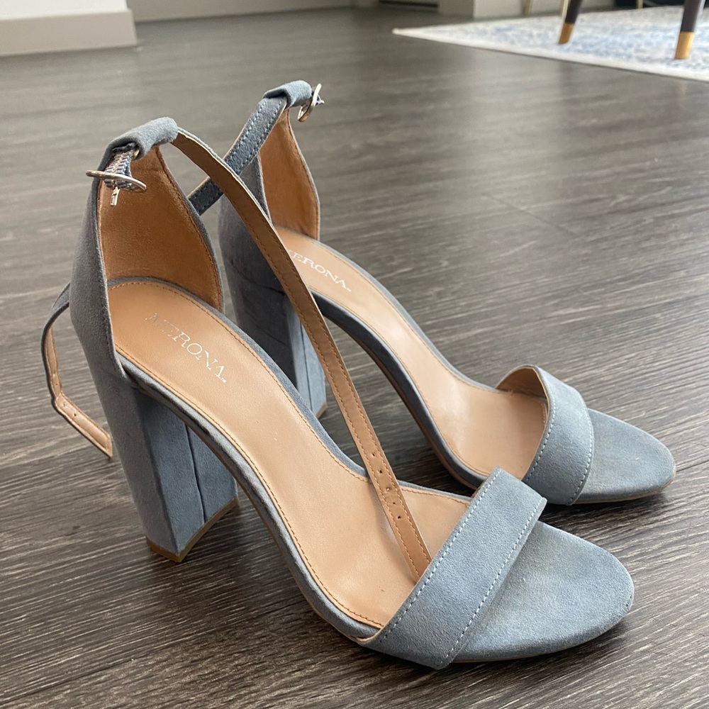Merona Blue Velvet Block Heels-Size 7
